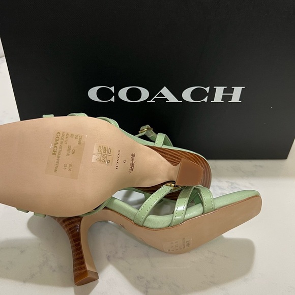 Coach Women's Mint Green Strappy Heels - Picture 6 of 9
